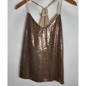 Grace Karin Gold Sequin Cami Top Women’s L Sparkly Party Tank Sleeveless